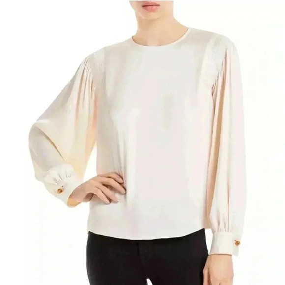 VINCE smocked chiffon blouse NEW size large - Picture 1 of 7